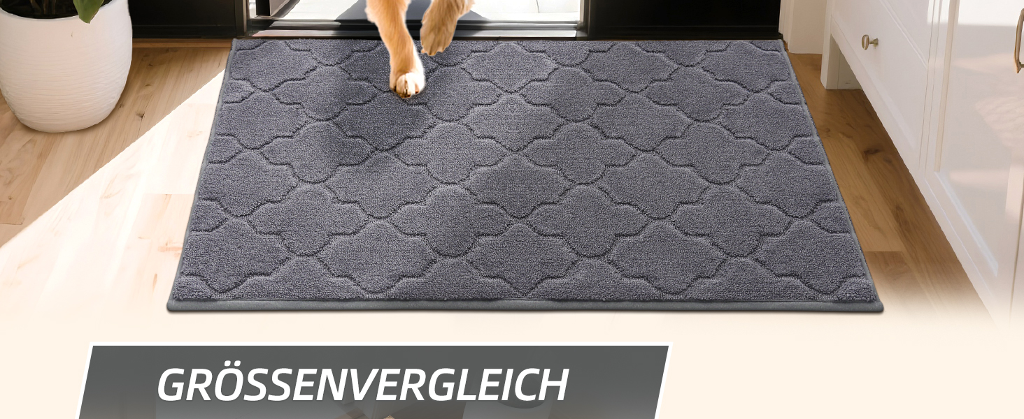 Килимок придверний COSY HOMEER 50x80 см сірий, антиковзний, вологостійкий, для кухні, коридору, тераси - машинне прання