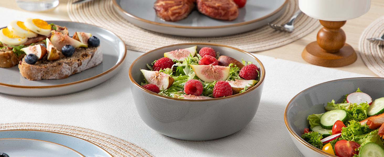 Набір посуду на 6 осіб Vancasso RENO 24-tlg: тарілки, супові тарілки, десертні тарілки, миски, комплект посуду з кераміки, 48 предметів