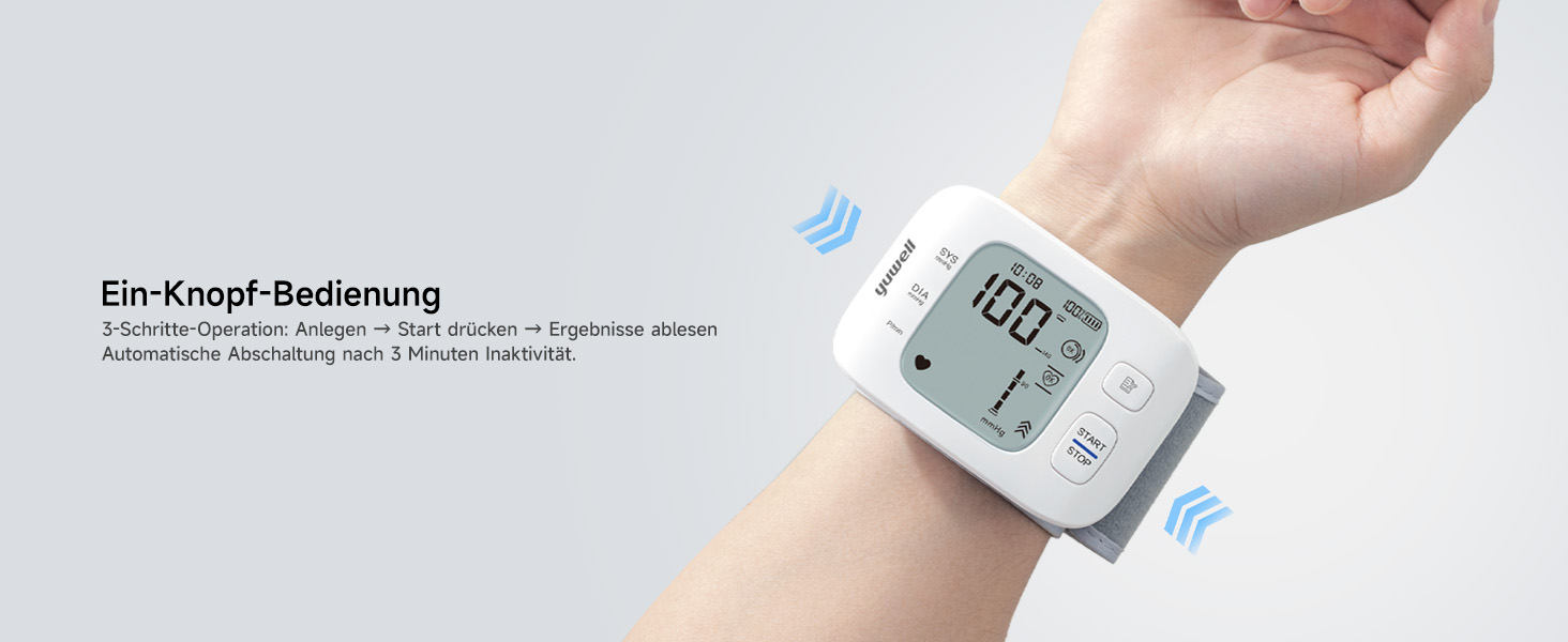 Тонометр Yuwell YE8800CR на зап'ясті, акумуляторний, для дому, з виявленням аритмії, з чохлом та USB-кабелем