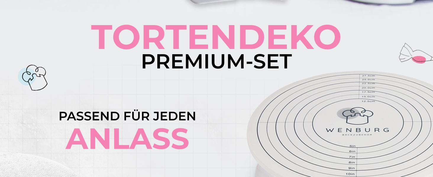 Wenburg Набір для приготування тортів: обертова платформа, декор, аксесуари, E-Book