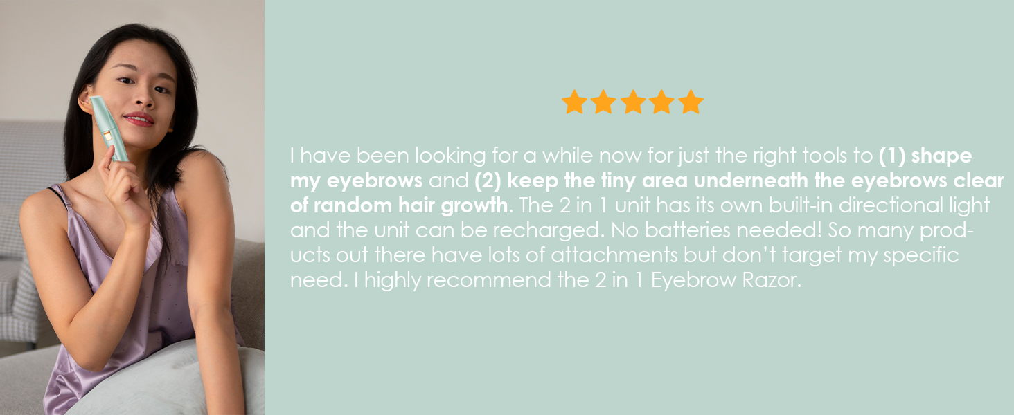 Триммер для обличчя та брів VG VOGCREST 2-в-1, акумуляторний, з LED-підсвіткою (Рожеве золото, Зелений)