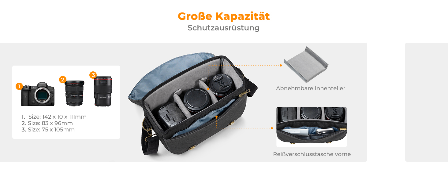 Сумка для камери K&F Concept: фотосумка для дзеркальної/DSLR камери, сумка для фотографа з відділеннями для об'єктивів та аксесуарів (чорно-коричнева)