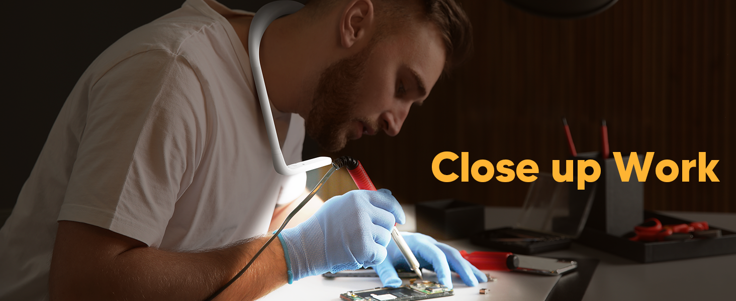 LED лампа на шию для читання Buch - 3 кольори, для в'язання, рукоділля, подарунок чоловікові. Біла