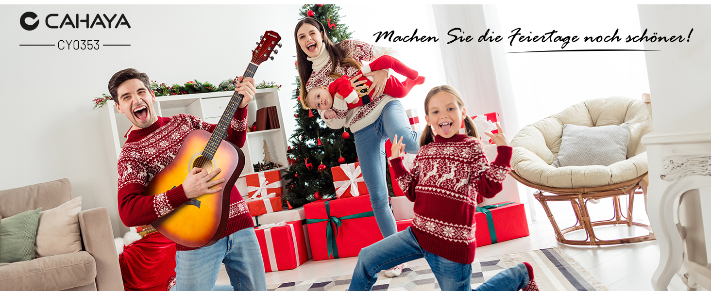 Акустична гітара CAHAYA Lindenholz CY0354: Комплект для початківців, дітей та дорослих, з чохлом, запасними струнами, каподастром, медіаторами та наклейками на лади