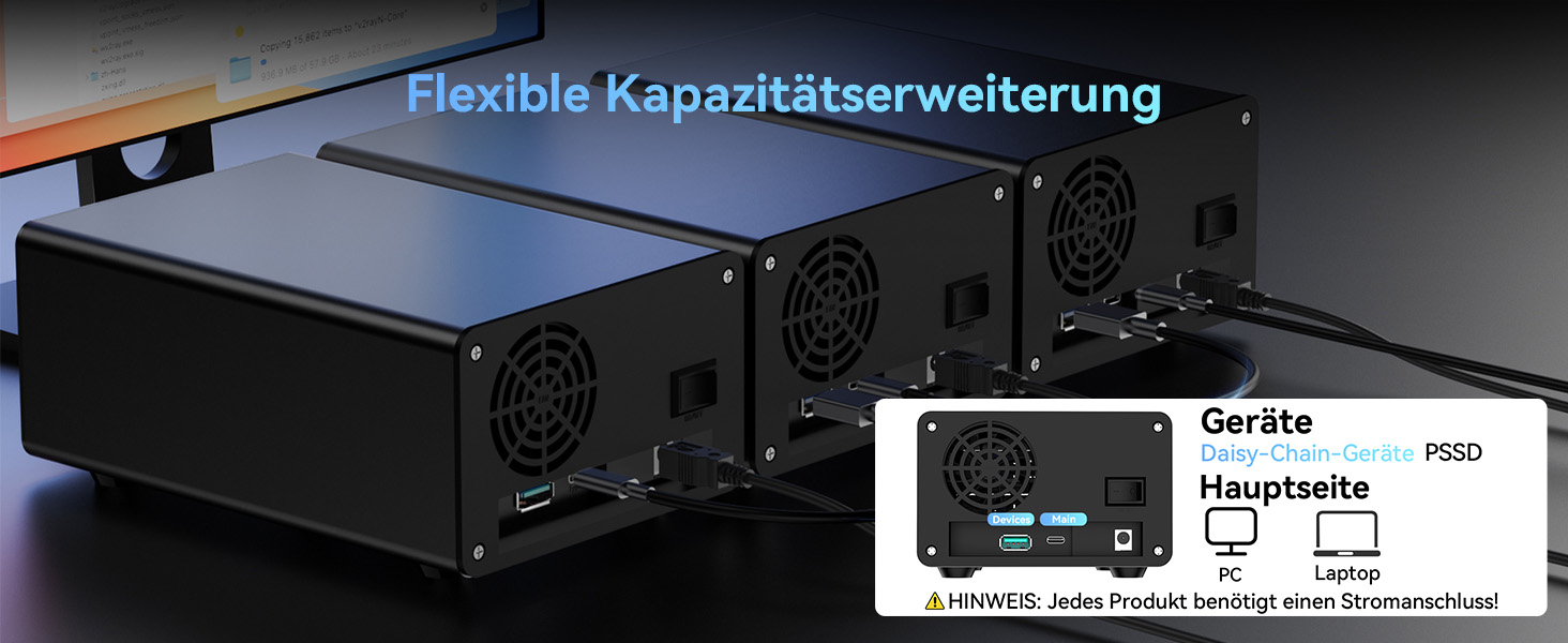 Зовнішній корпус для HDD/SSD CENMATE 802TC, 2 слоти 2.5/3.5 SATA, 10Gbps, USB 3.2 Type-A/C, з охолодженням та Hot Swap
