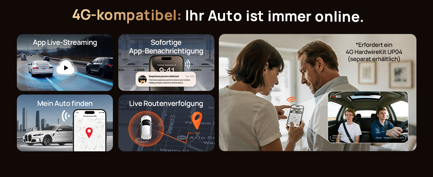 3-канальний автомобільний відеореєстратор 70mai T800E 4K (Передня, Задня, Салонна камери), HDR, ІЧ нічний режим, 24ГД нагляд, GPS, WiFi 6, Суперконденсатор, 64GB SD карта