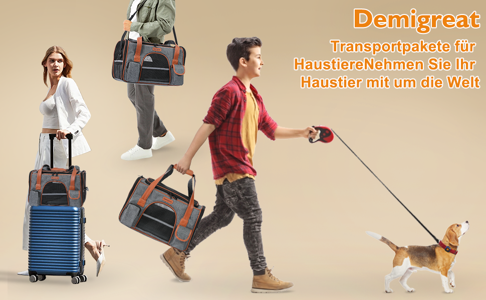 Транспортна сумка Demigreat для котів та собак до 7 кг, дихаюча переноска для середніх та маленьких котів та собак, сумка-переноска для тварин M (42x22x25CM), темно-сіра