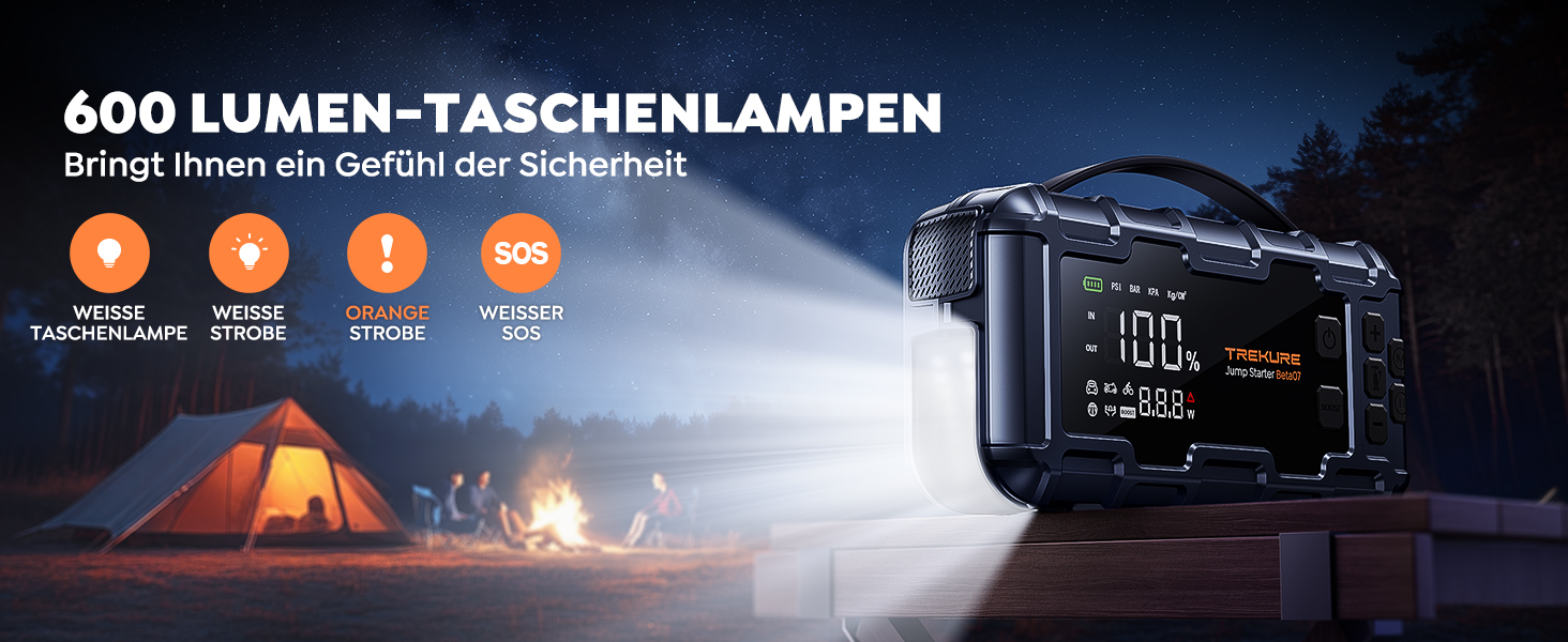 Powerbank TREKURE зі стартером для авто 160PSI, 6500A, PD 45W, LED 600 Lumen, подвійний старт (бензин/дизель до 12.0L)