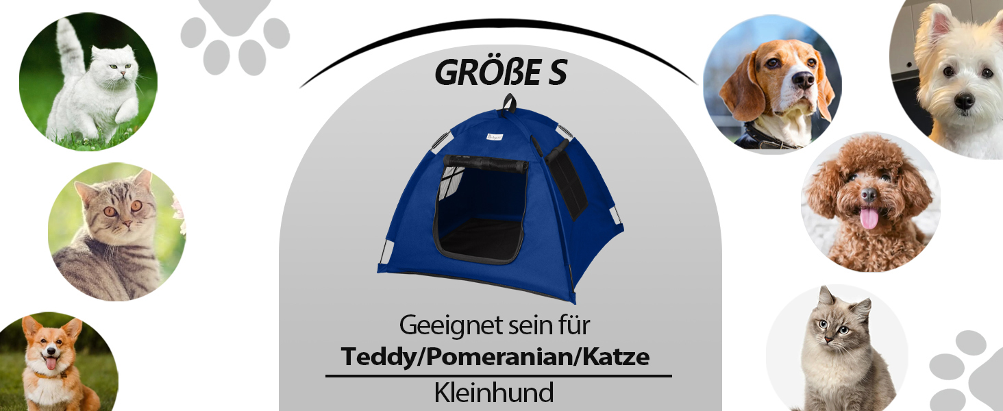 Водонепроникне намет-будиночок для собак та котів, Типi, для внутрiшнього та зовнiшнього використання, блу/S