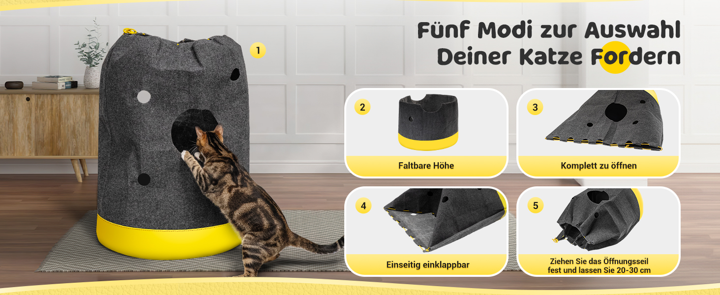 Килимок-іграшка для котів з тунелем, інтерактивна іграшка-центр активностей, розвиваюча іграшка для котів, килимок-іграшка для котів (L)