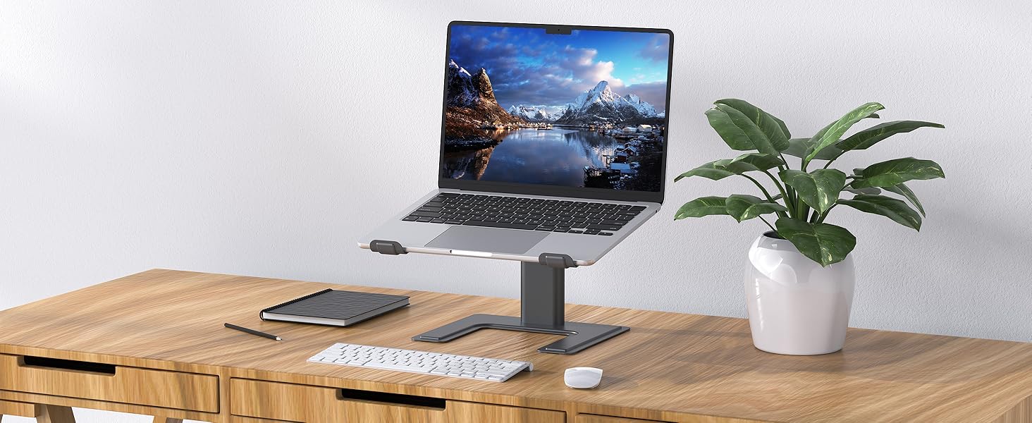 Підставка для ноутбука ALASHI, регульована висота, ергономічна, металева, чорна (C-Gray), 10-15.6 дюймів