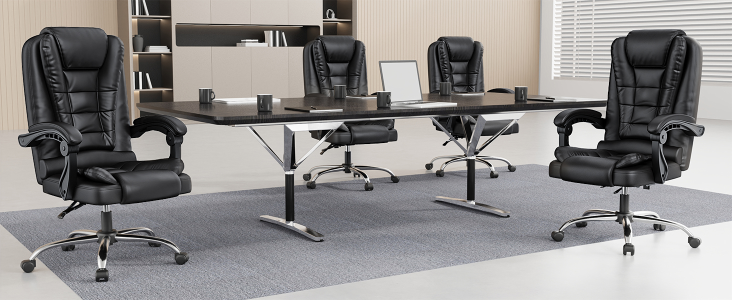 Крісло шеф-кухар Rattantree: ергономічне офісне крісло з регулюванням висоти та нахилу, PU шкіра, чорний колір, без підніжки