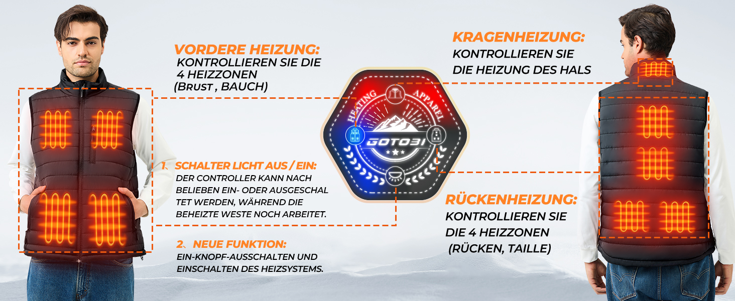 Тепла жилетка для чоловіків з Powerbank 16000mAh, 9 зон обігріву, 3 температурні режими, для активного відпочинку, чорна, L