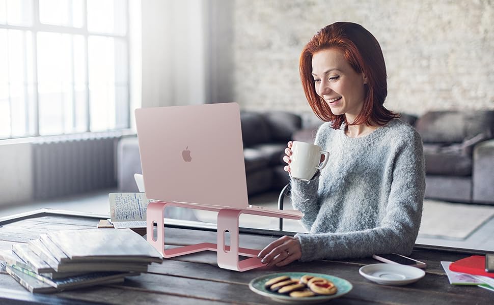 Підставка для ноутбука Soundance, алюмінієва, ергономічна, для екранів 10-15.6 дюймів, рожева