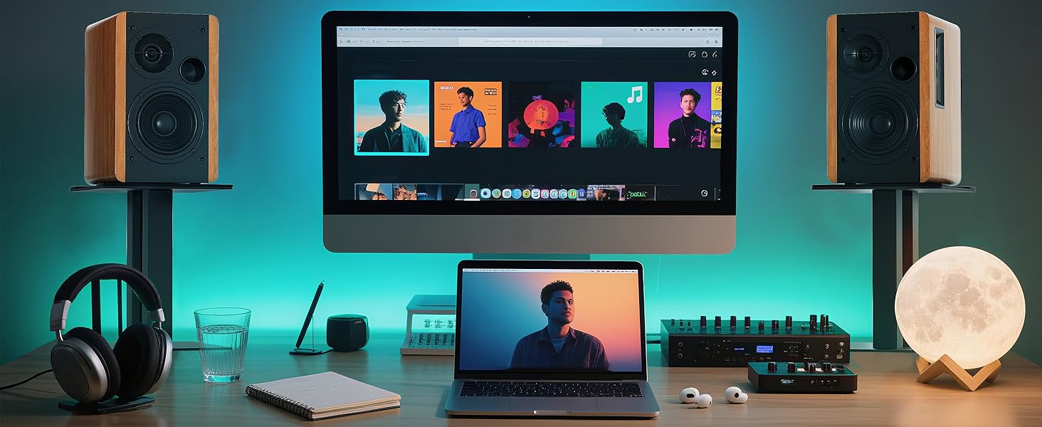 Підставка для аудіо колонки настільна, 25 см, метал, чорна, пара, з антиковзкими гумовими смужками, 21 x 24 x 25 см