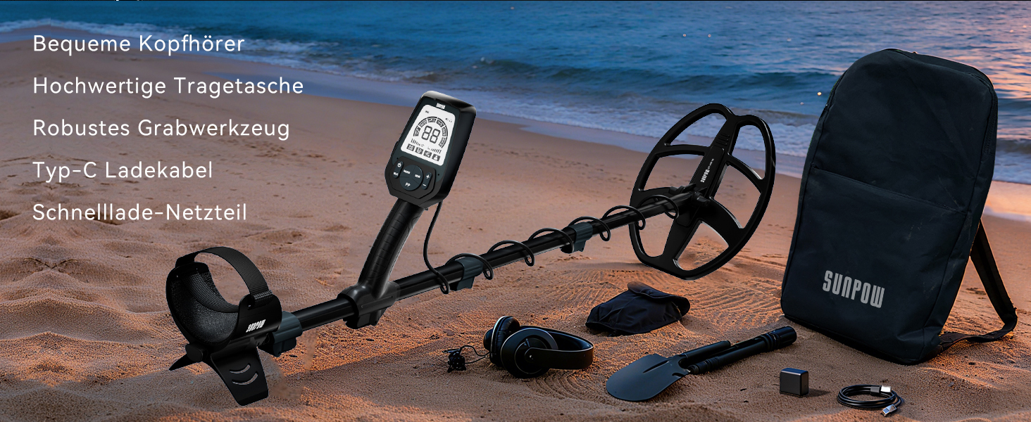 Металодетектор SUNPOW Pro Set для дорослих та дітей – професійний набір, висока точність, 4 режими пошуку, LCD-дисплей, повний комплект