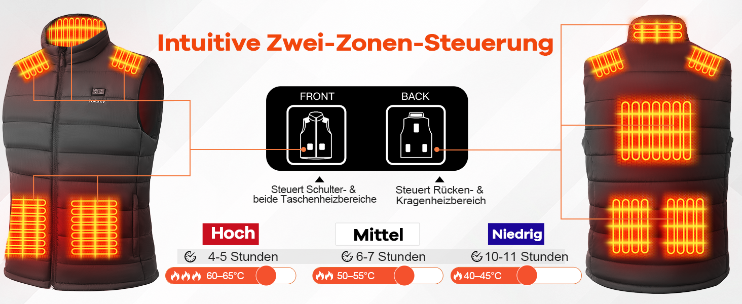 Обогреваемый жилет для мужчин с PowerBank 18400mAh, жилет з 8 зонами обігріву, чорний, L