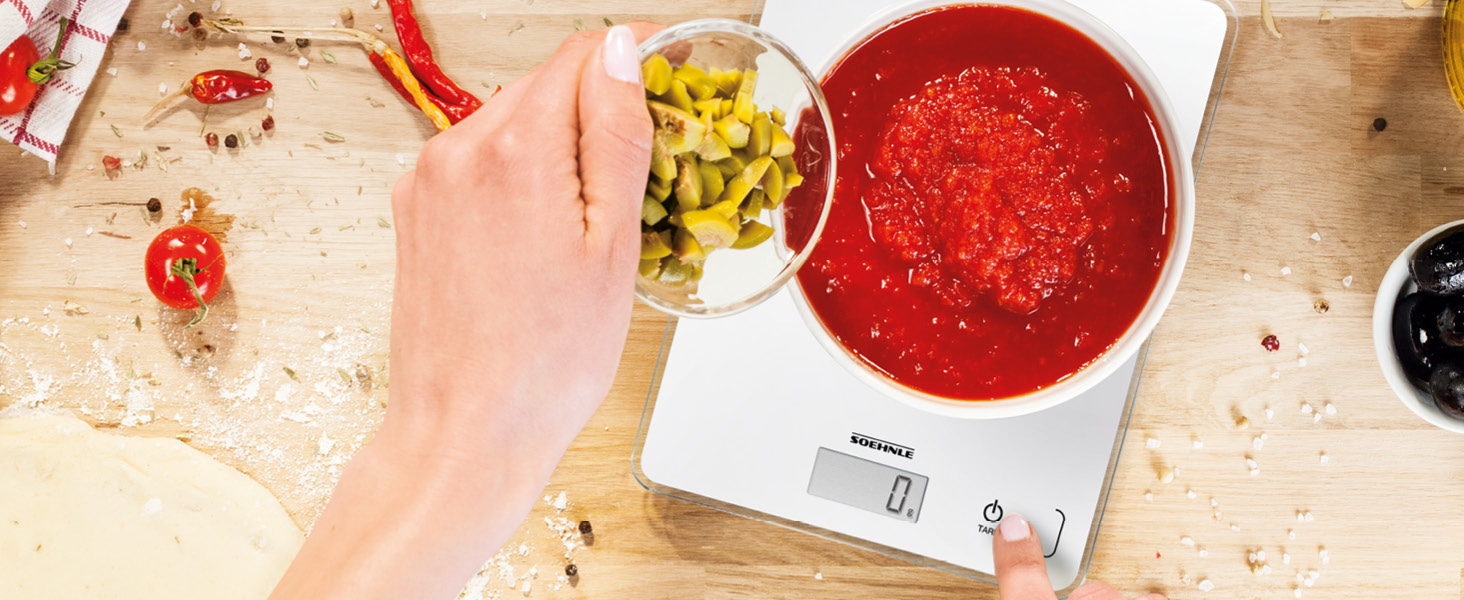 Кухонні ваги Soehnle Page Compact 300 білі, цифрові ваги до 5 кг, LCD-дисплей, функція тарування