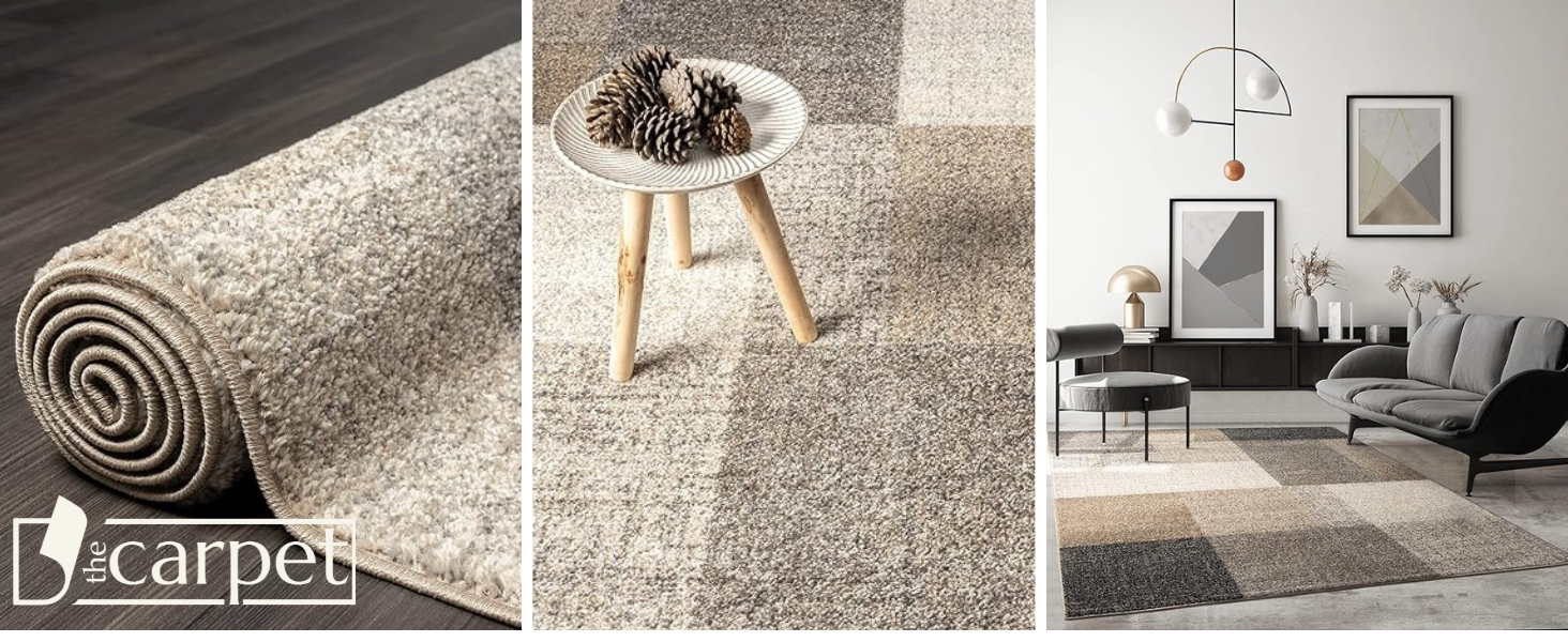 Килим Pearl Moderner Dichter Kurzflor для вітальні та спальні, короткий ворс, геометричний дизайн, картатий, сірий, 80 x 140 см