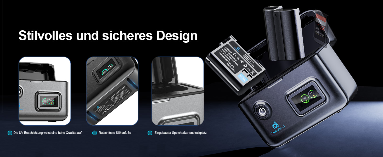 Акумулятор Homesuit EN-EL15c/a/15 (2шт) з LCD зарядним пристроєм для камер Nikon Z5, Z6, Z6II, Z6III, Z7, Z8, D7500, D7000, D7100, D7200, D500, D600, D610, D750, D780, D800, D810, D800E, D810A, D850