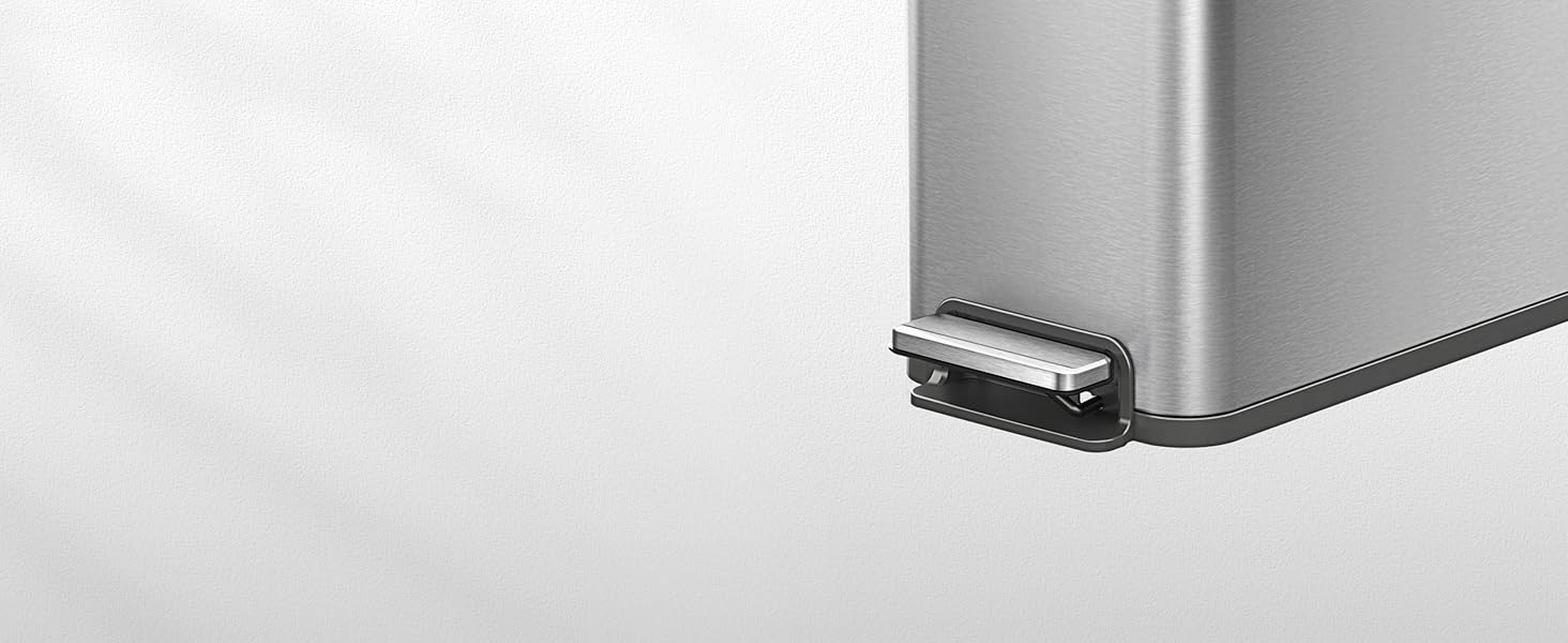 Відро для сміття EKO Madison 30L з винімним контейнером, м'яким закриттям кришки, стійке до відбитків пальців, нержавіюча сталь, прямокутне, з мішками для сміття 20 шт. (50L)