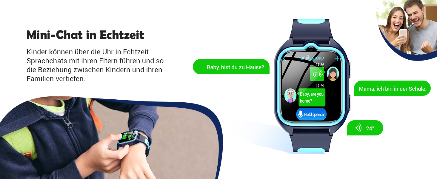 Дитячий смарт-годинник Blackview Kinder 4G: GPS, SIM-карта, відеодзвінки, SOS, дзвінки, чат, SMS, шкільний режим, лічильник кроків, блакитний