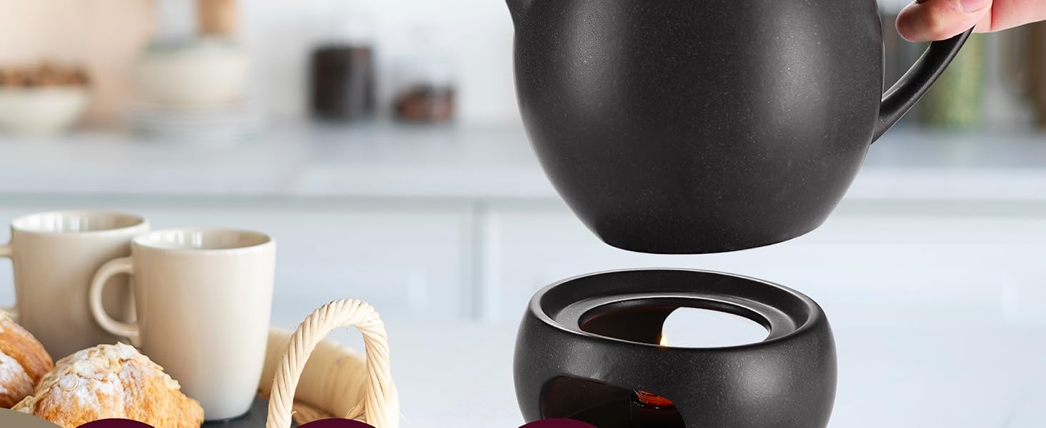 Керамічний чайник для розсипного чаю з ситечком, 1.2 л, антрацитовий (чорний)