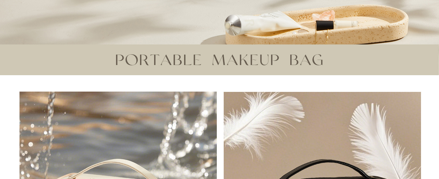 Велика косметичка для жінок: водонепроникна дорожня косметичка з відділеннями (Бежевий)