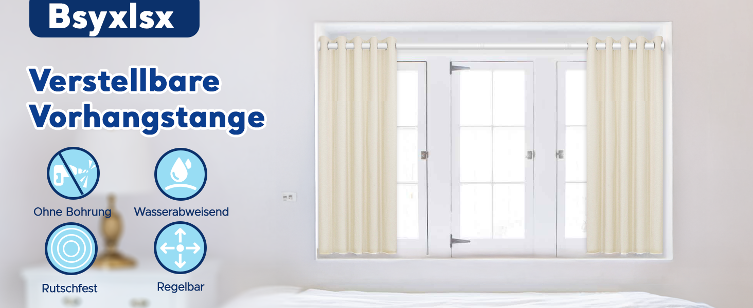 Штанга для карнизів без свердління, біла, 71-155 см, Ø 25 мм, телескопічна, для штор, душової завіси та гардеробу