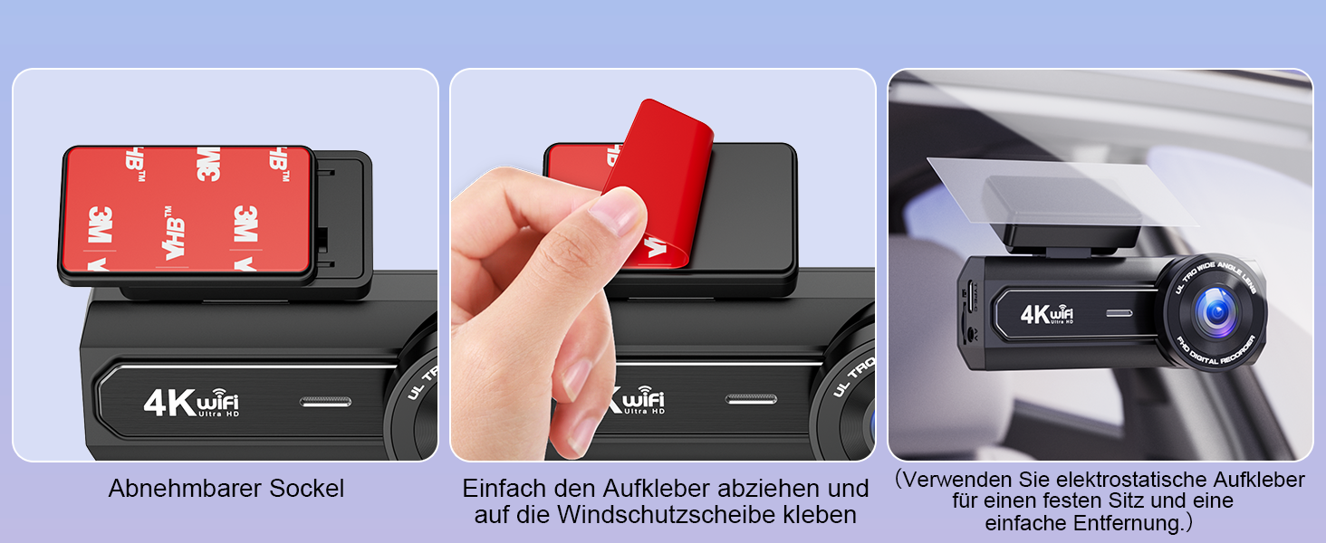 Відеореєстратор Chortau 4K+1080P з WiFi, 64GB, паркувальний режим, Super Night Vision, WDR, 170° та G-Sensor, чорний