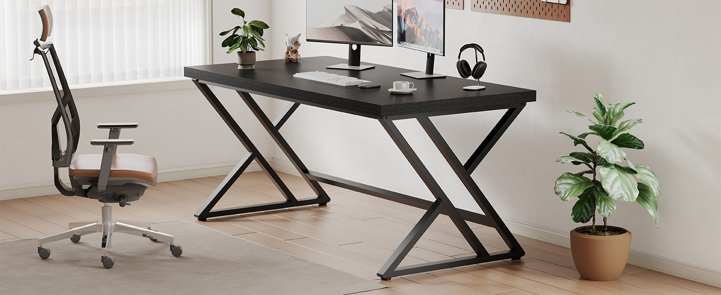 Комп'ютерний стіл LVB, 140 x 60 x 75.5 см, чорний, для дому та офісу