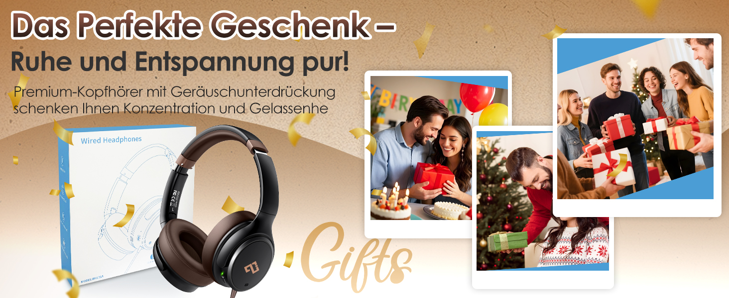 Накладні дротові навушники INFURTURE з USB-C та активним шумозаглушенням (Noise Cancelling), коричневі
