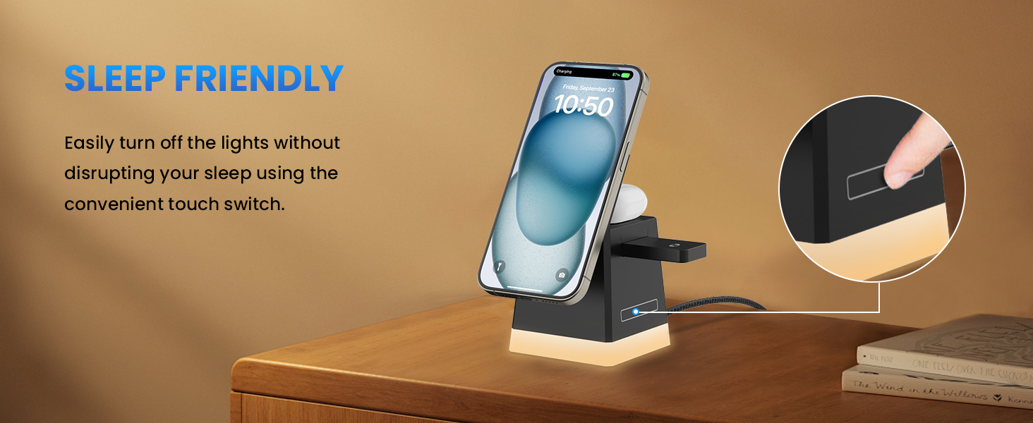 Бездротовий зарядний пристрій JoyGeek: для iPhone, Apple Watch, AirPods (чорний)