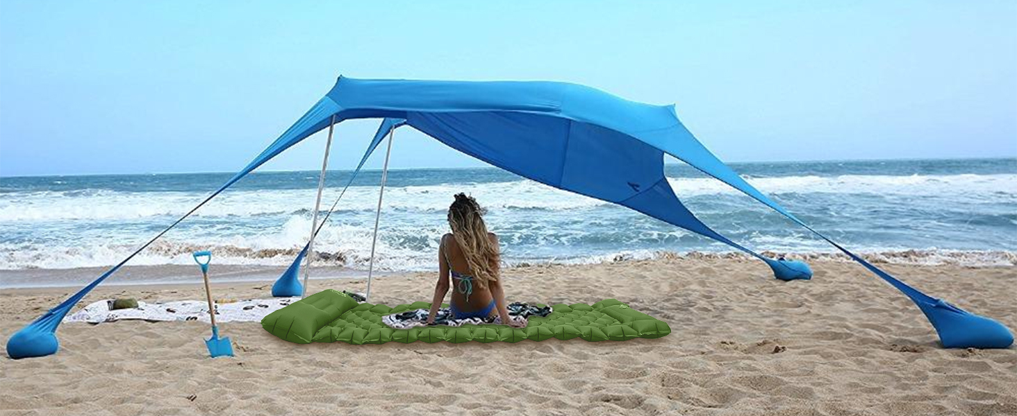 Каремат для кемпінгу Saphirblau: самонадувний килимок для відпочинку на природі з помпою та подушкою
