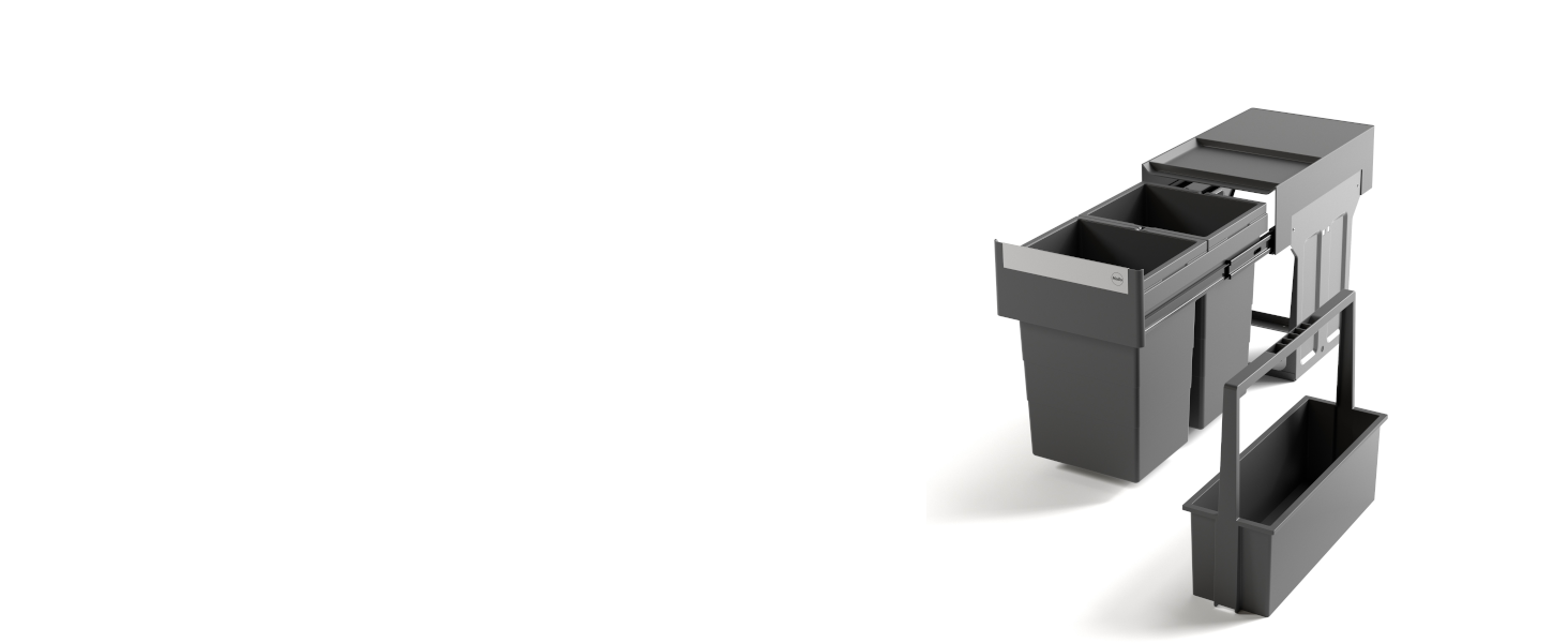 Hailo Solo Automatic Waste Bin - 20 Liter, Anthracit - Cabinet Mount, Drawer Pull-Out Waste Container