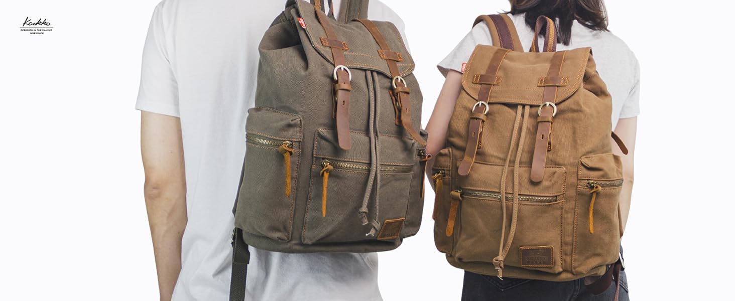 Чоловічий/жіночий рюкзак Kaukko Canvas для ноутбука, стильний, велика місткість, для подорожей, кемпінгу, Outdoor (сірий)