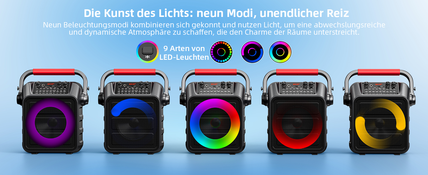 Портативна караоке-машина з 2 мікрофонами та LED-підсвіткою, Bluetooth, AUX, USB, TF, TWS, для вечірок та подарунків (дорослим та дітям)