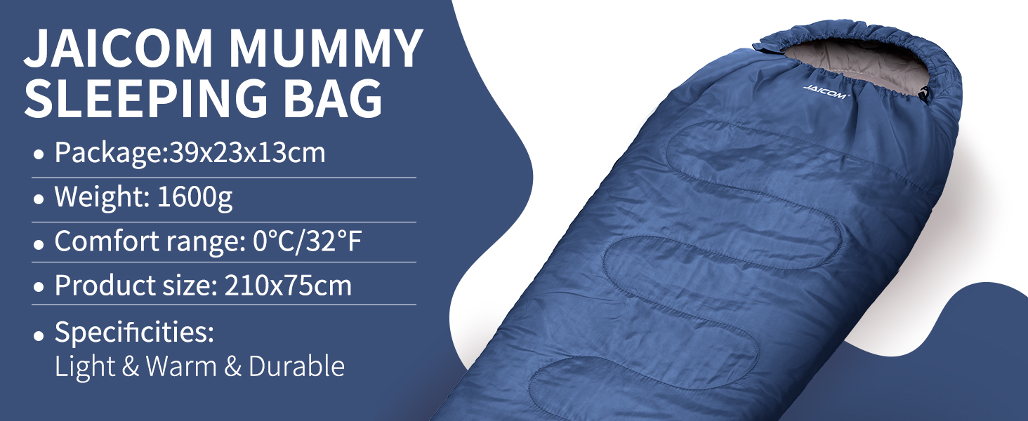 Сплячий мішок 3-4 сезони Ultraleicht Mumienschlafsack (800г/1600г) для дорослих - Outdoor, Camping, Trekking, Indoor, блакитний