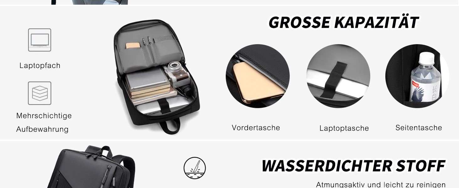 Рюкзак для ноутбука FANDARE: чоловічий/жіночий, для роботи, подорожей, навчання. USB-порт, багатоколірний, для бізнесу, роботи, відпочинку, активного відпочинку.