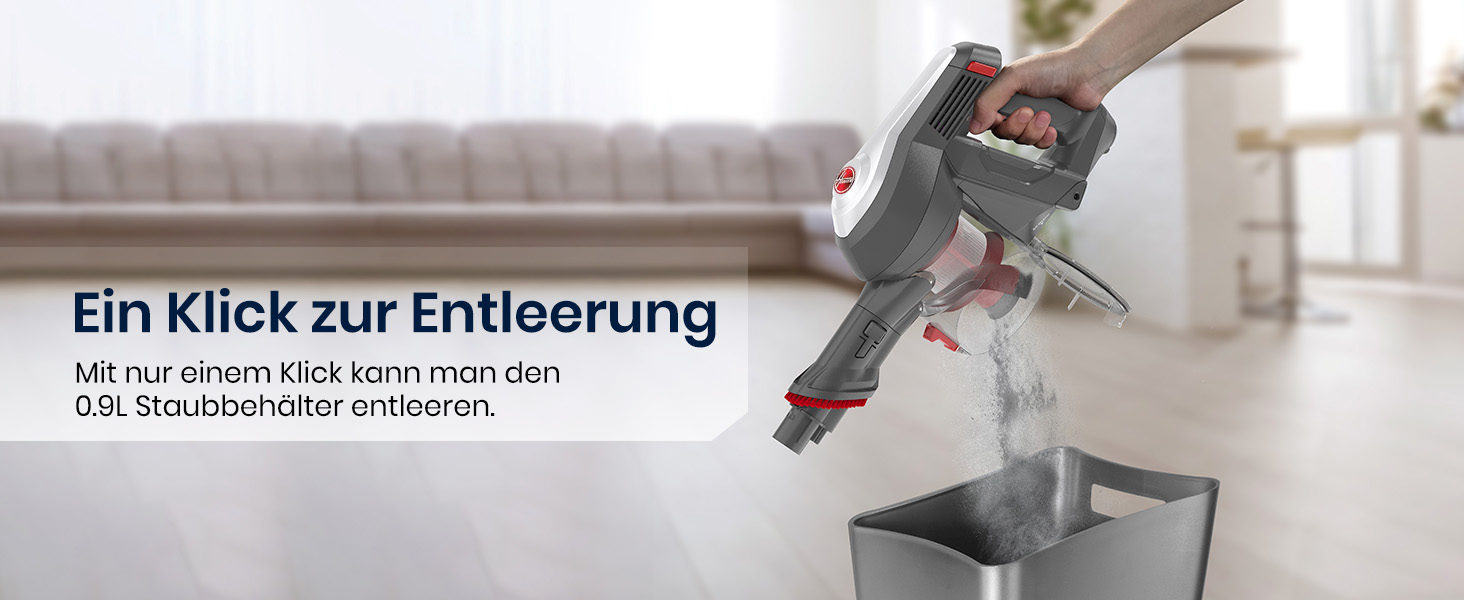 Бездротовий пилосос Hoover H-Free 100 5-в-1 з турбо-режимом та LED-щіткою | 40 хв роботи, XL контейнер 0,9 л, спеціаліст з видалення шерсті тварин для килима/авто/дивану/стіни, легкий бездротовий пилосос для дому та тварин