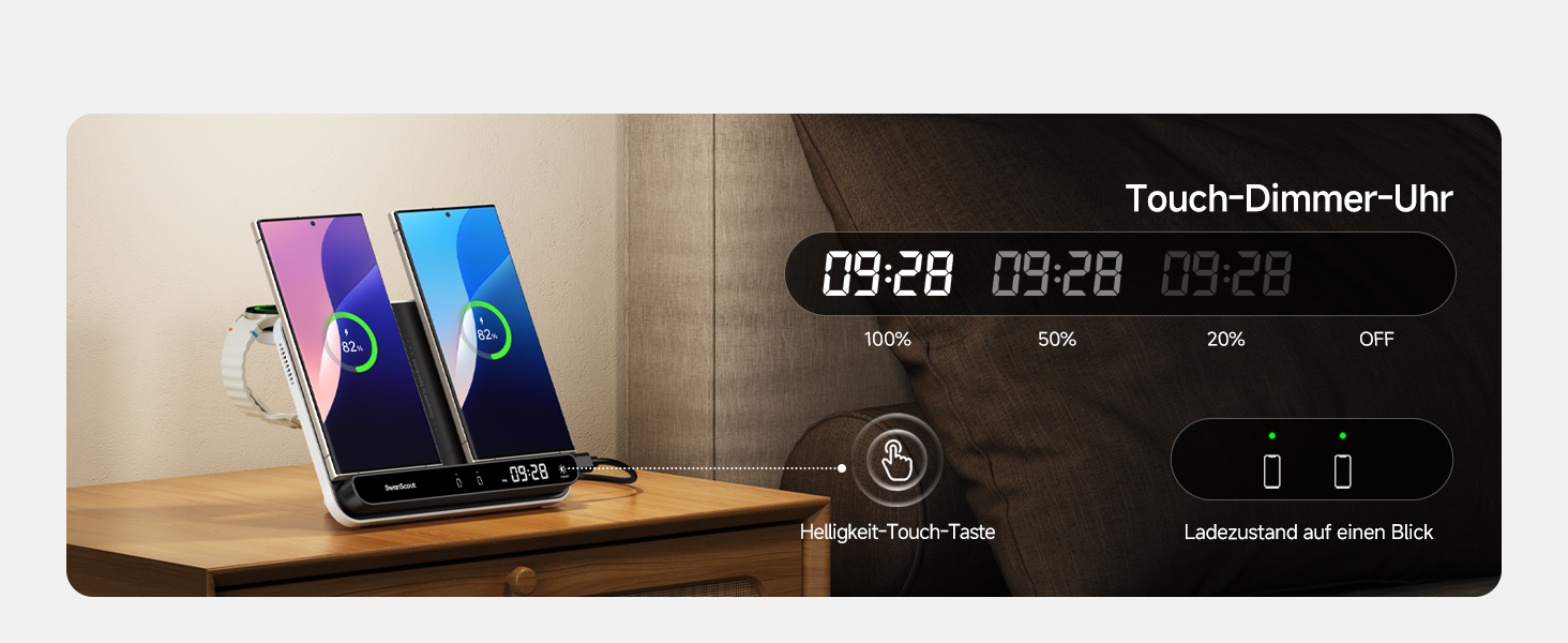 Бездротовий зарядний пристрій SwanScout 710S для Samsung Galaxy S25 Ultra/S25/S24, iPhone 17/16/15, Galaxy Watch 8/8 Classic/7/Ultra