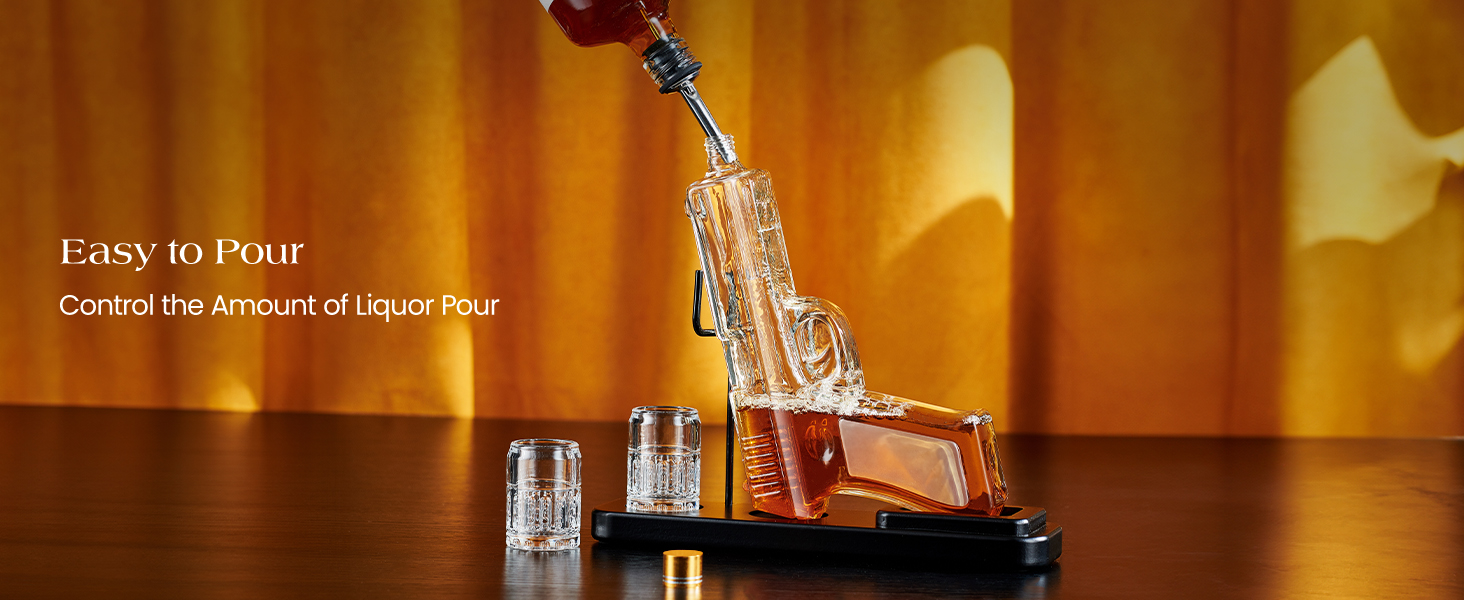 Kollea 15 Oz Gun Whiskey Decanter and 2.0 Oz Glasses Set, Whiskey Dispenser for Schnapps, Bourbon, Whiskey Gift Sets for Men, Fathers, Brothers, Unique Gifts for Father's Day, Birthday, Anniversary