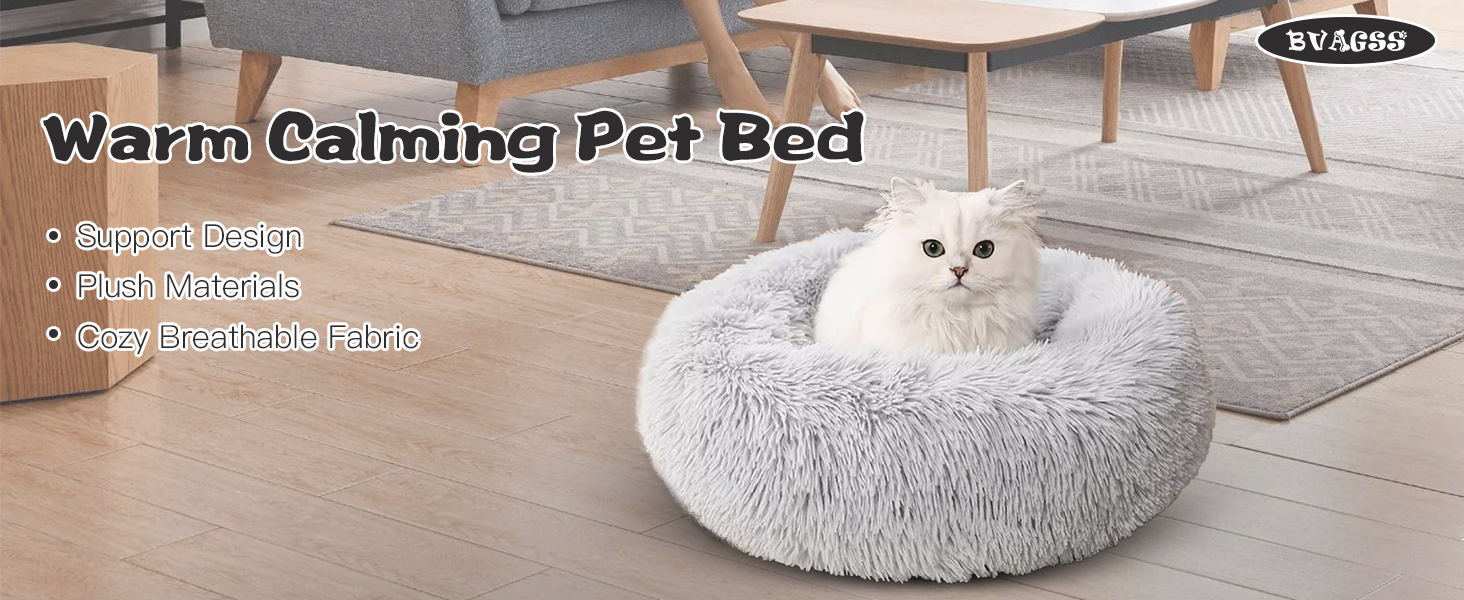 Кругле ліжко для собак та котів BVAGSS, м'яке, плюшеве, діаметр 50 см, блакитне (XH034)