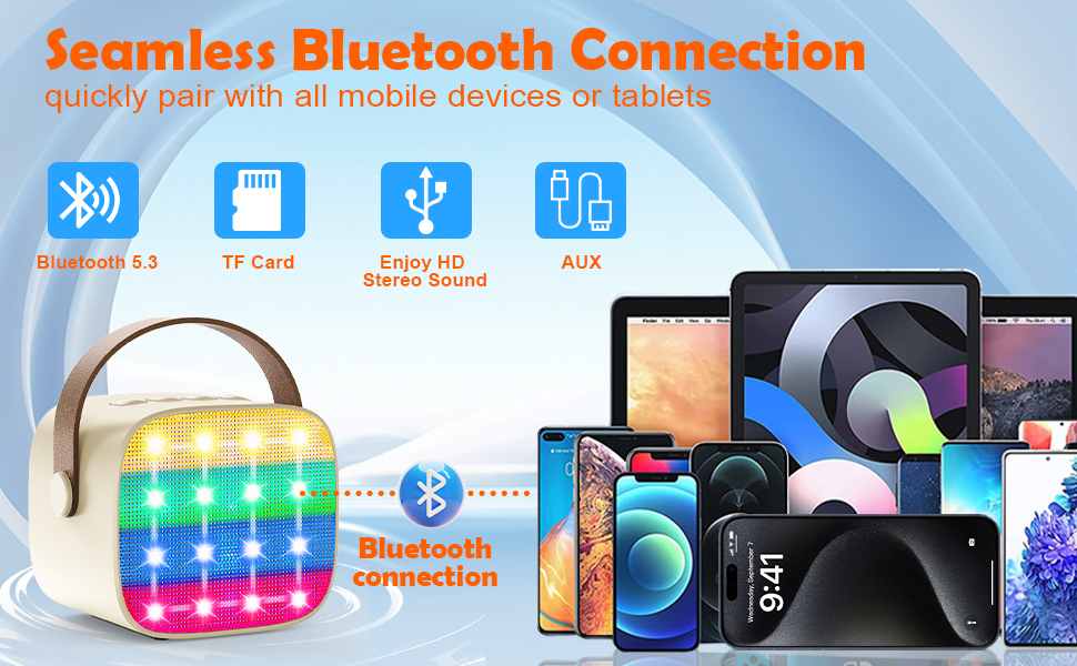 Дитяча караоке-машина з 2 мікрофонами, Bluetooth, світлові ефекти, для дітей 3-12 років