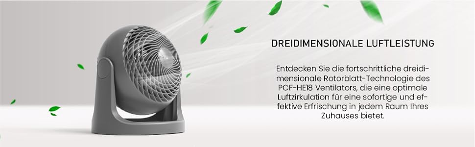 Вентилятор Iris Ohyama Woozoo: тиха кімнатна модель, 33 м², 3 швидкості, осциляція, портативний, Made in Europe (сірий)