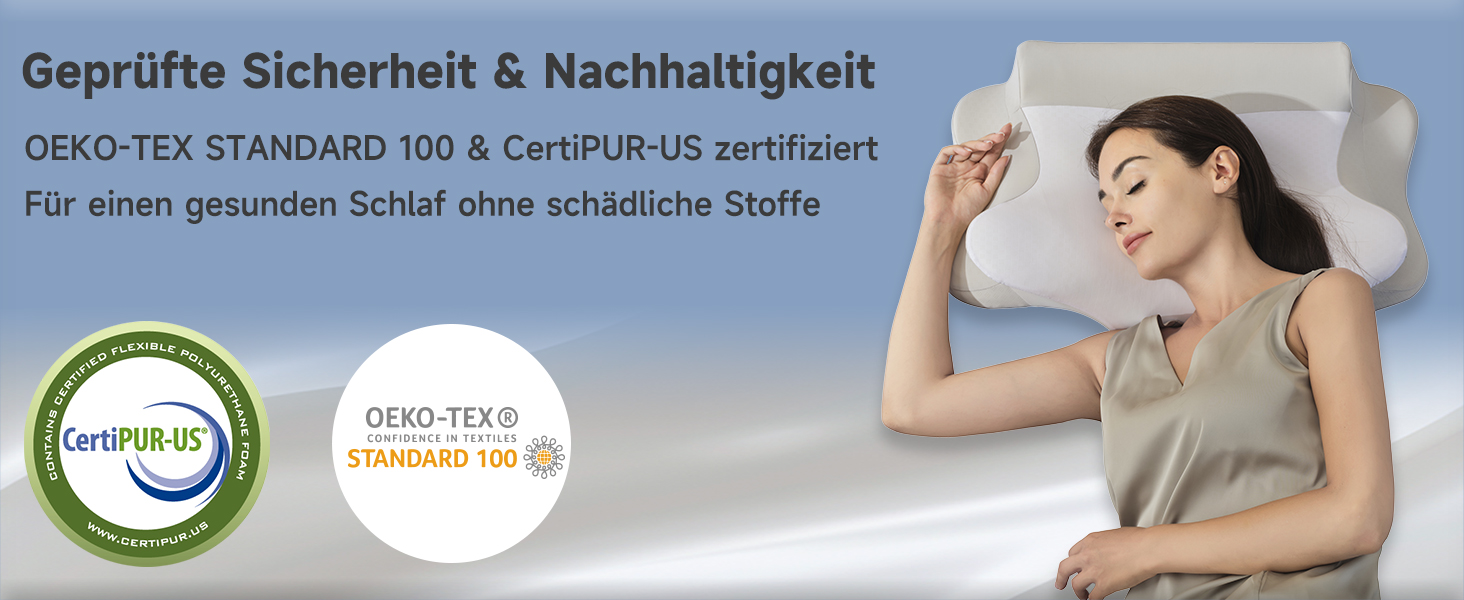 Подушка для шиї Z-hom з Memory Foam, ергономічна подушка для сну на спині, боці та животі (60 x 39 x 10/12 см)