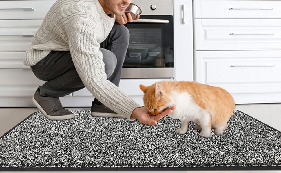 Придверний килимок Pauwer протиковзкий та зносостійкий, мийний килимок для вхідних дверей, тераси та саду (60x90 см, чорний)