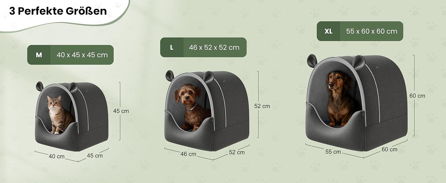 Будка для собак EUGAD, 45x40x45 см, з плюшевою подушкою, 2-в-1, для маленьких собак, тепла, для вулиці, зимостійка