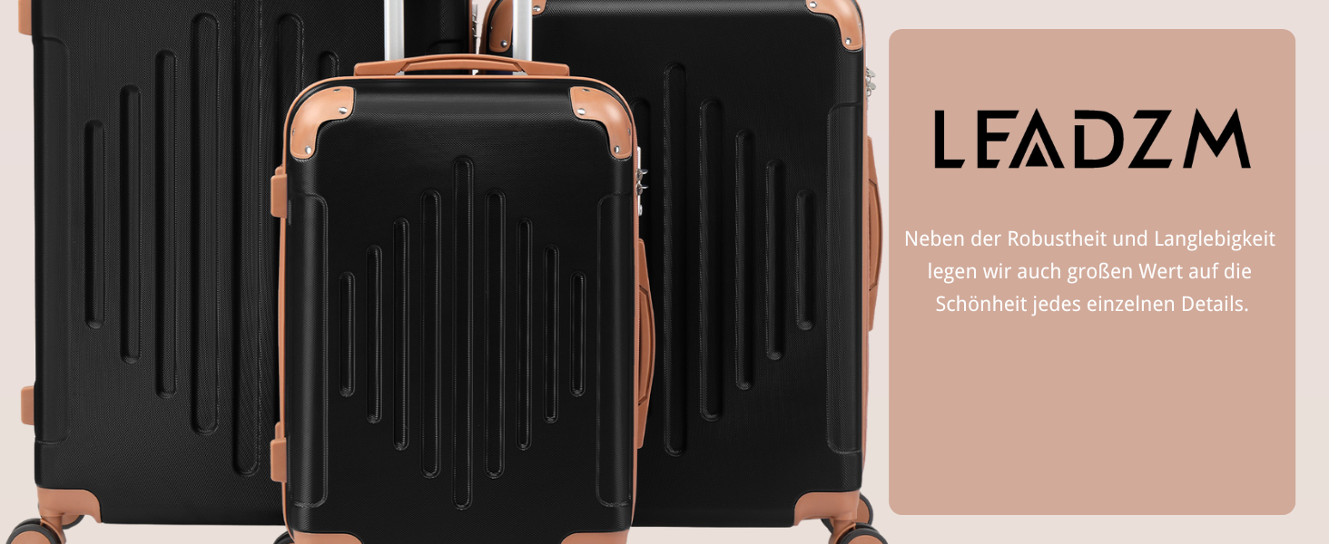 Набір валіз LEADZM 3 шт. з захистом кутів, ABS, телескопічний ручка, ручна поклажа, контрастне забарвлення (кремово-білий)