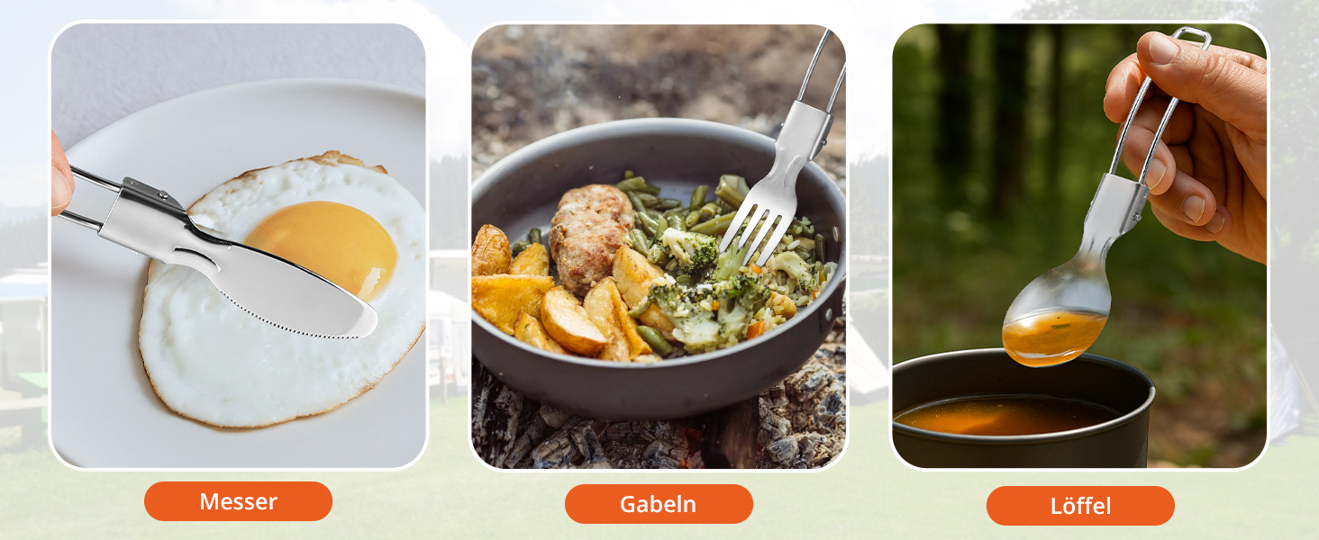 Набір посуду для кемпінгу Funykich, 19 предметів: каструлі, миски, столові прибори. Ідеально для 2 осіб, пікніків, походів. Алюміній, складаний.